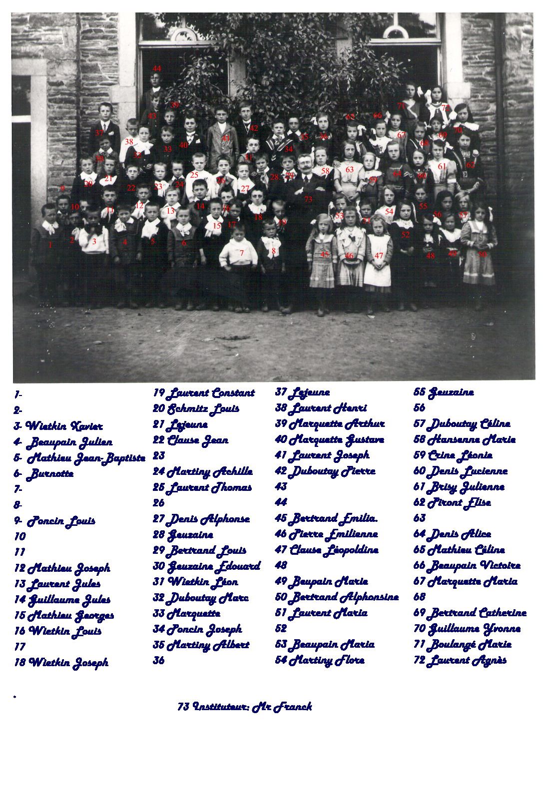 École de Regné, 1914–15 ou 16