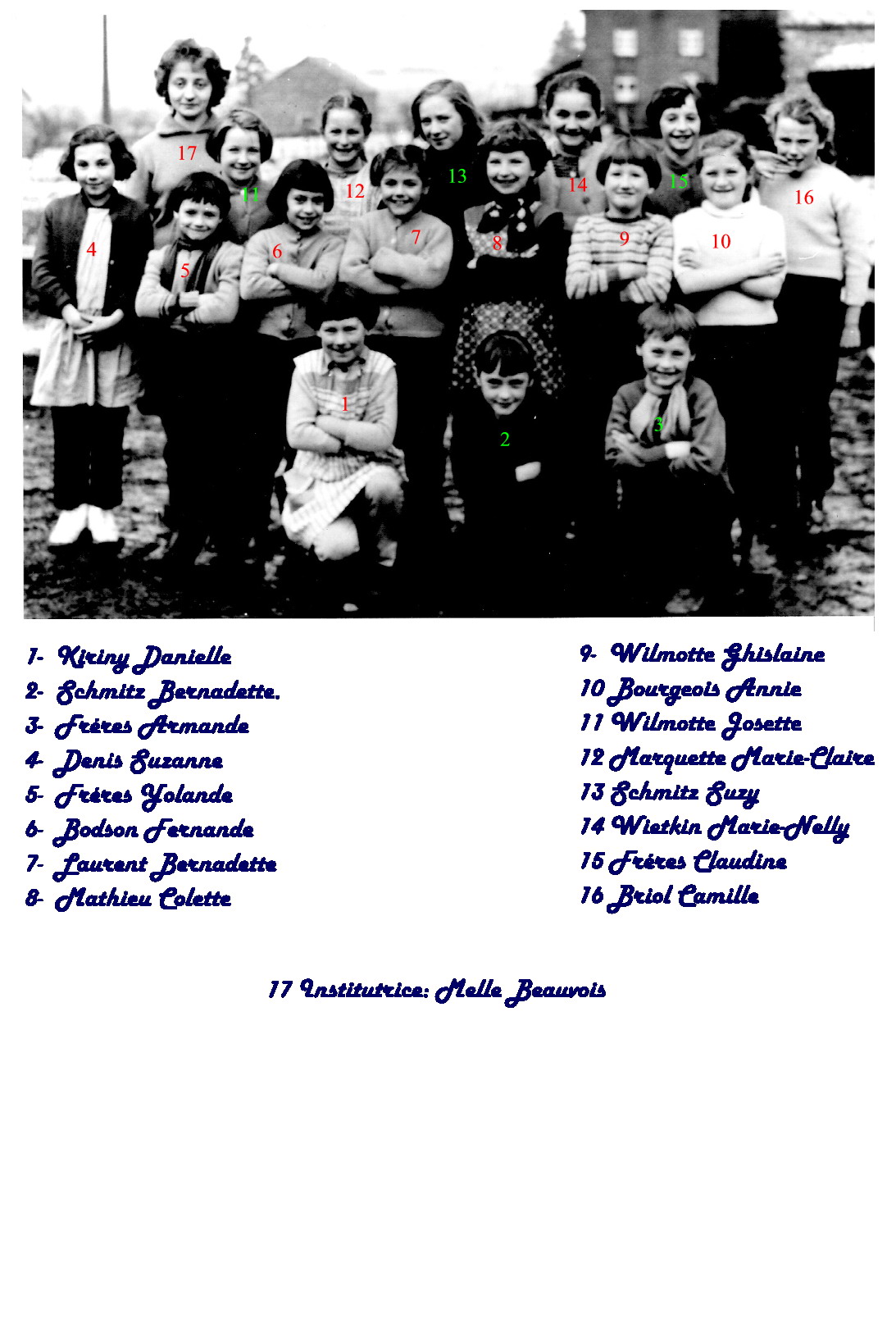 École des filles de Regné, 1959–60
