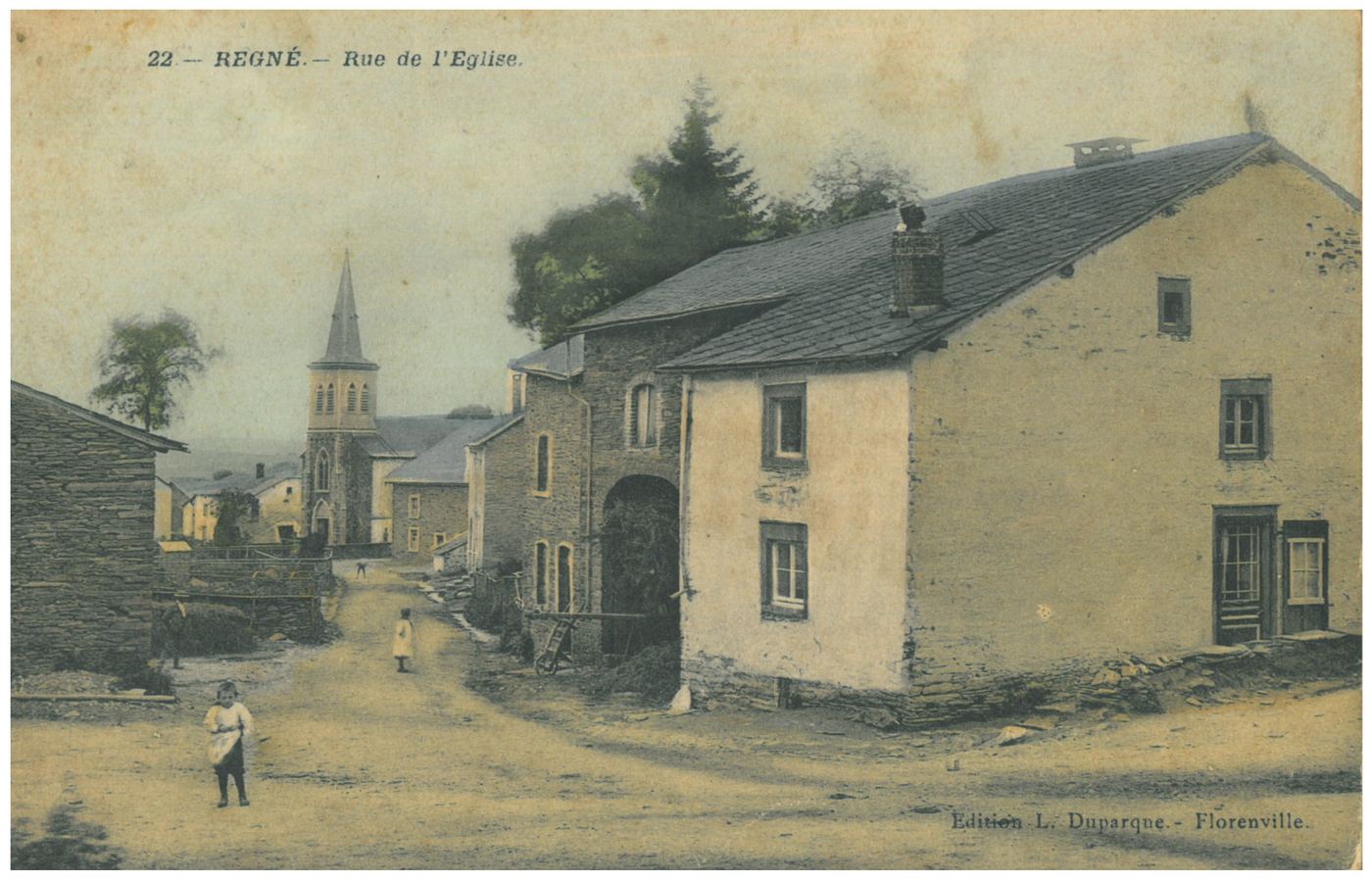 Vue de Regné depuis la rampe (colorisé)