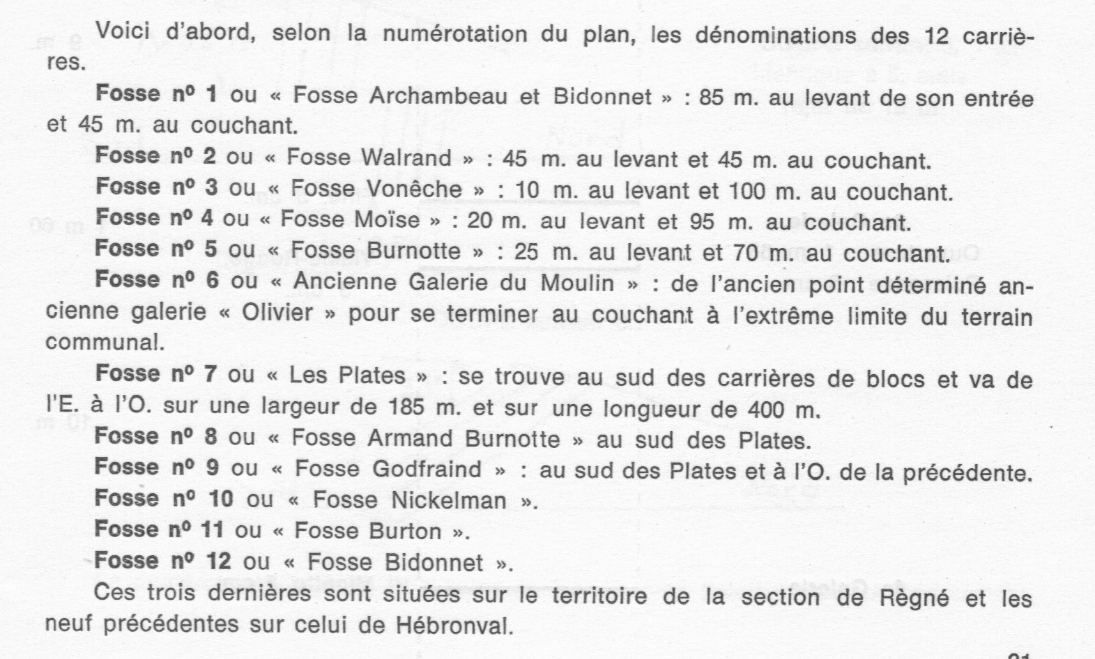 Thier de Regné et coticule — emplacements des fosses